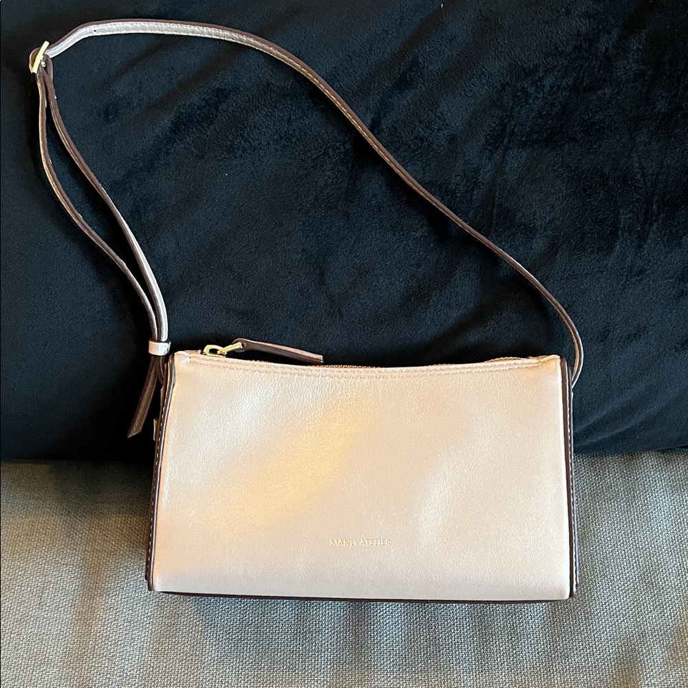 Manu Atelier Pink Cream Silver Leather Shoulder Bag